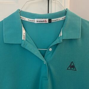 Le Coq Sportif polo, large European fits medium, teal color